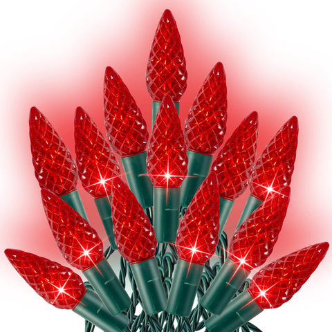 Dazzle Bright C6 100 LED string lights on a 33 ft length for festive glow.