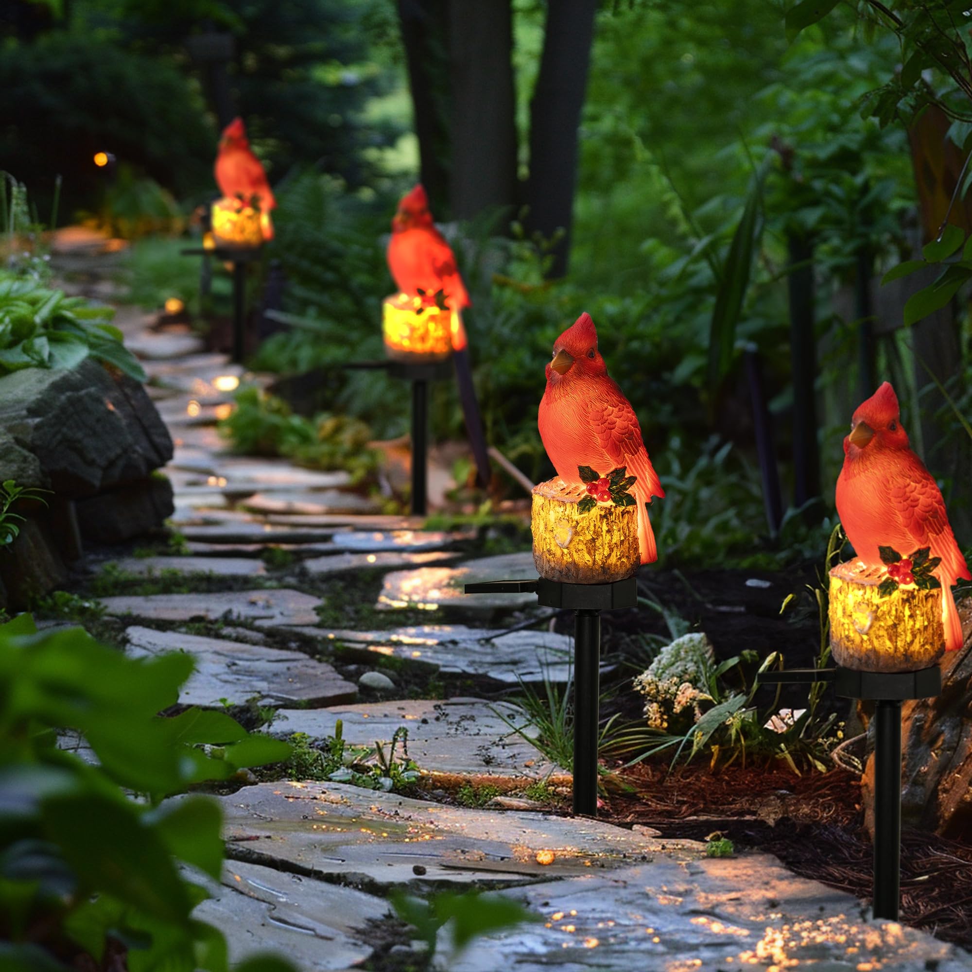 Dazzle Bright red cardinal design adds a charming focal point after dark
