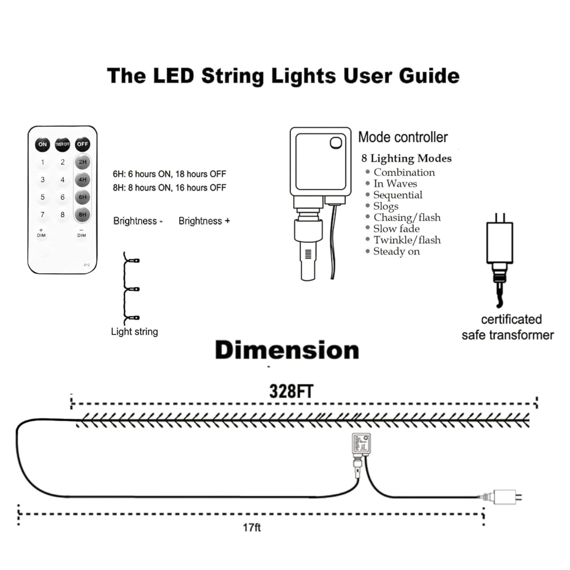Dazzle Bright remote control allows quick mode and timer changes for effortless ambiance