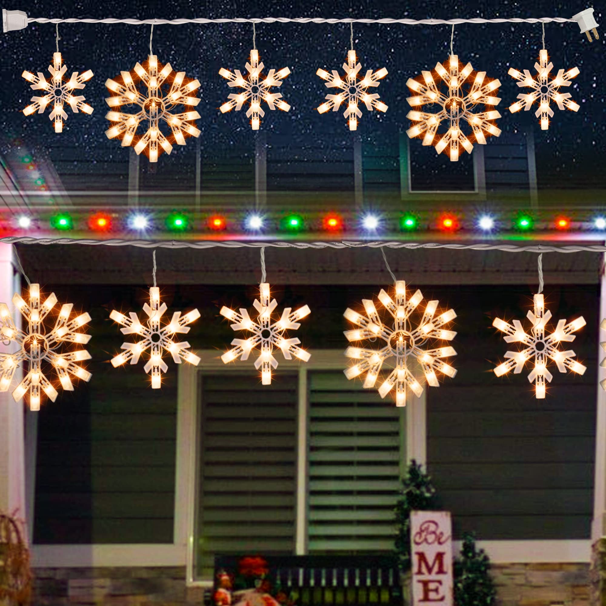Dazzle Bright snowflake lights outdoor icicle display with a warm festive glow for yards.