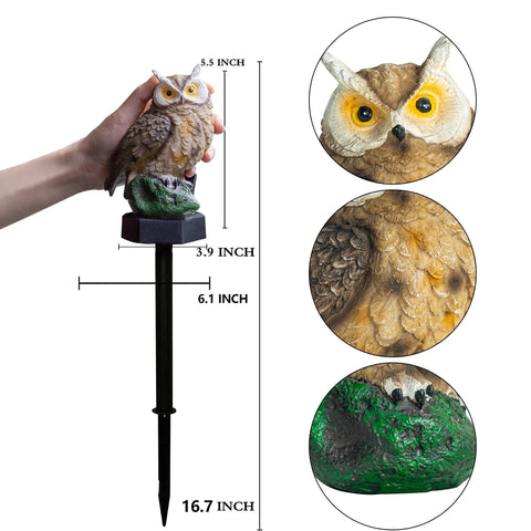 Dazzle Bright solar-powered owl decor brightening outdoor space at night