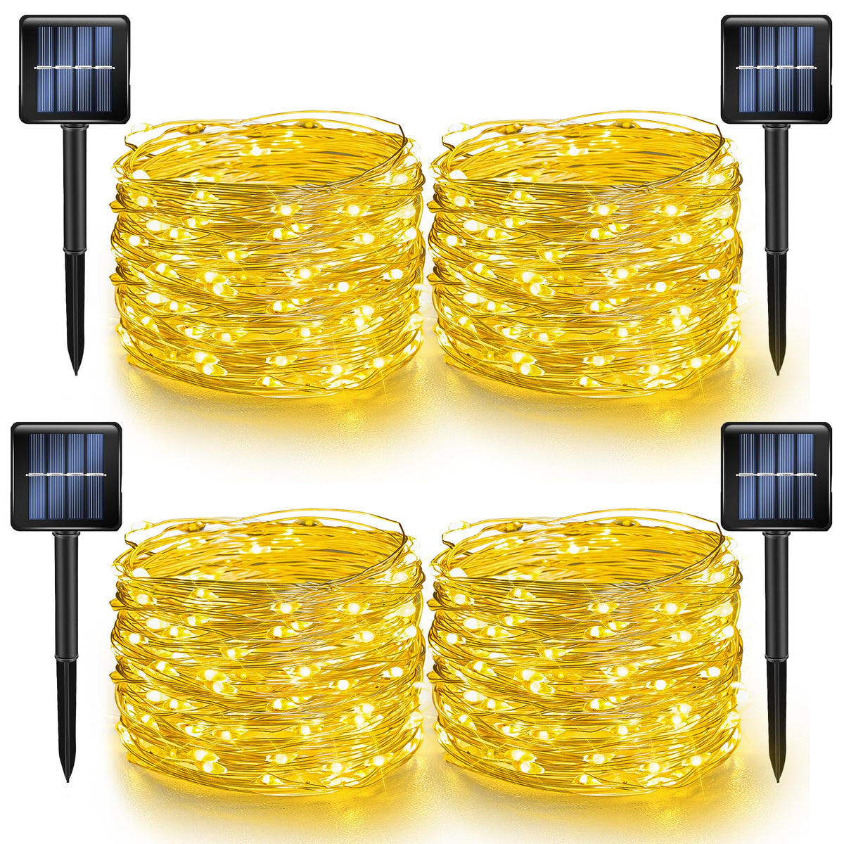 Dazzle Bright outdoor solar string lights on a yard showing warm white glow