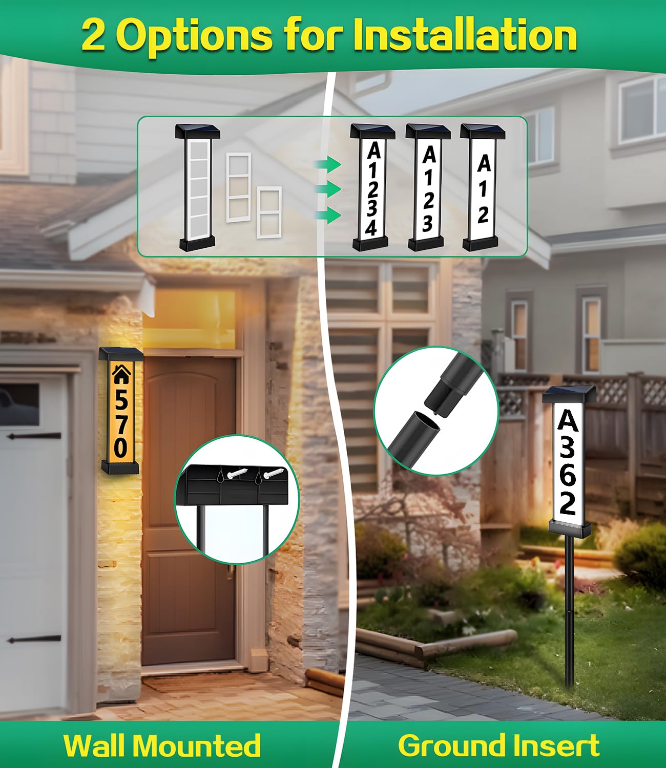 DBF solar address sign three light modes offer customizable ambience.