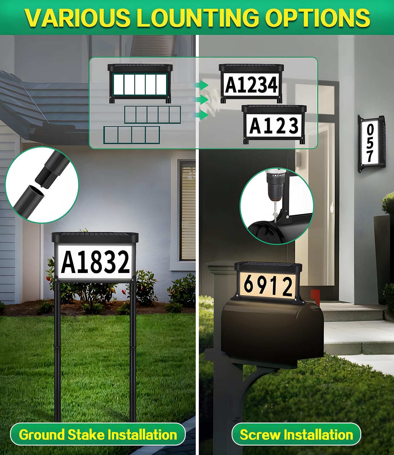 DBF solar address sign IP65 waterproof design withstands weather
