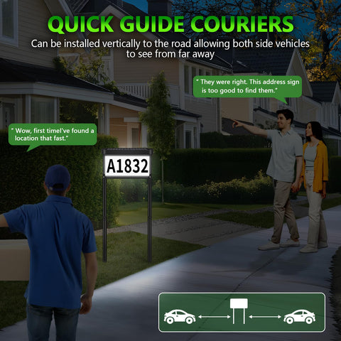 DBF solar address sign three-color LED modes for curb appeal