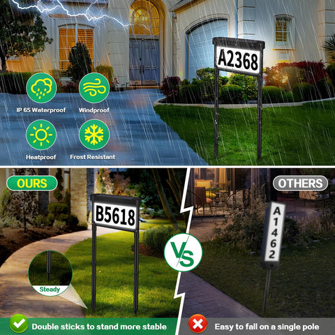DBF solar address sign wall mount installation on mailbox or wall