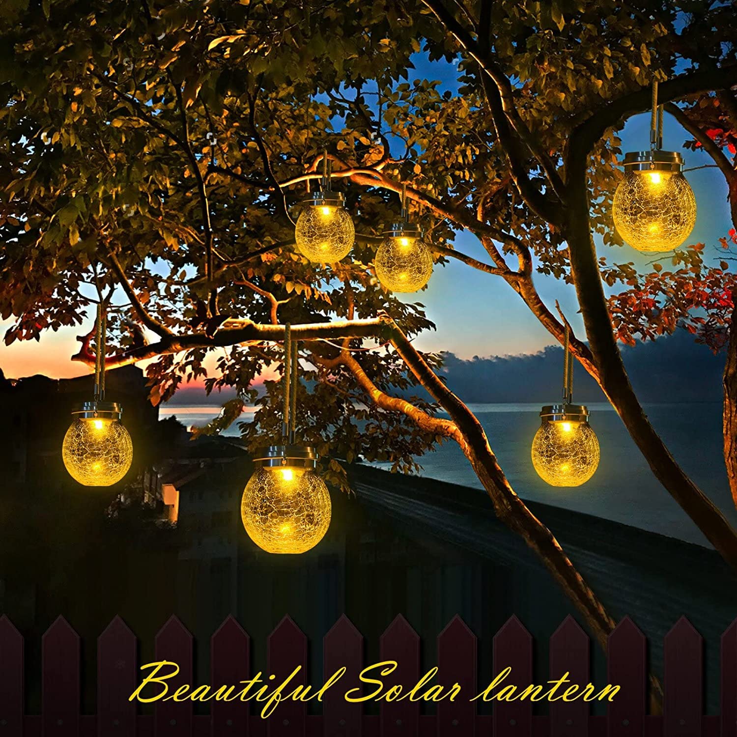 DBF solar lantern with RGB LED globe for festive outdoor lighting.