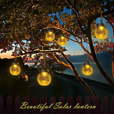 DBF solar lantern with RGB LED globe for festive outdoor lighting.