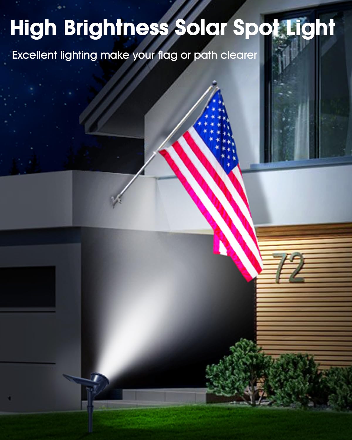 DBF solar spot light with adjustable head and 180-degree panel for precise sun exposure.
