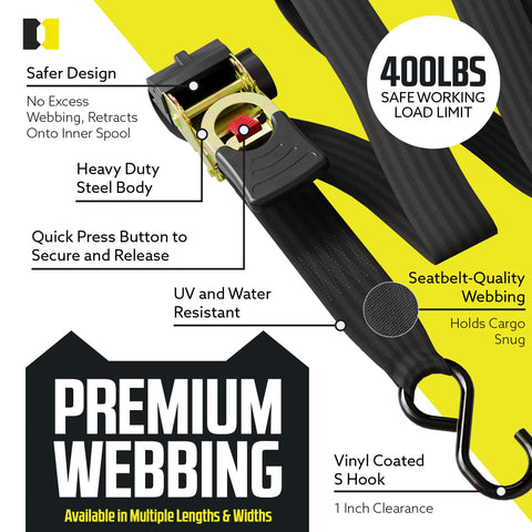 Red release button on DC Cargo Mall strap for quick slack and adjustments