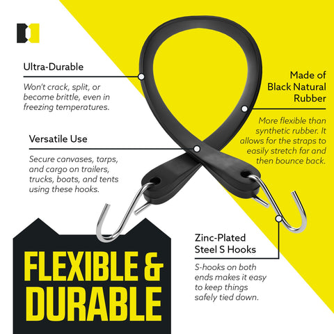 DC Cargo Mall S-hook end fittings on tarp strap for quick, secure attachment.