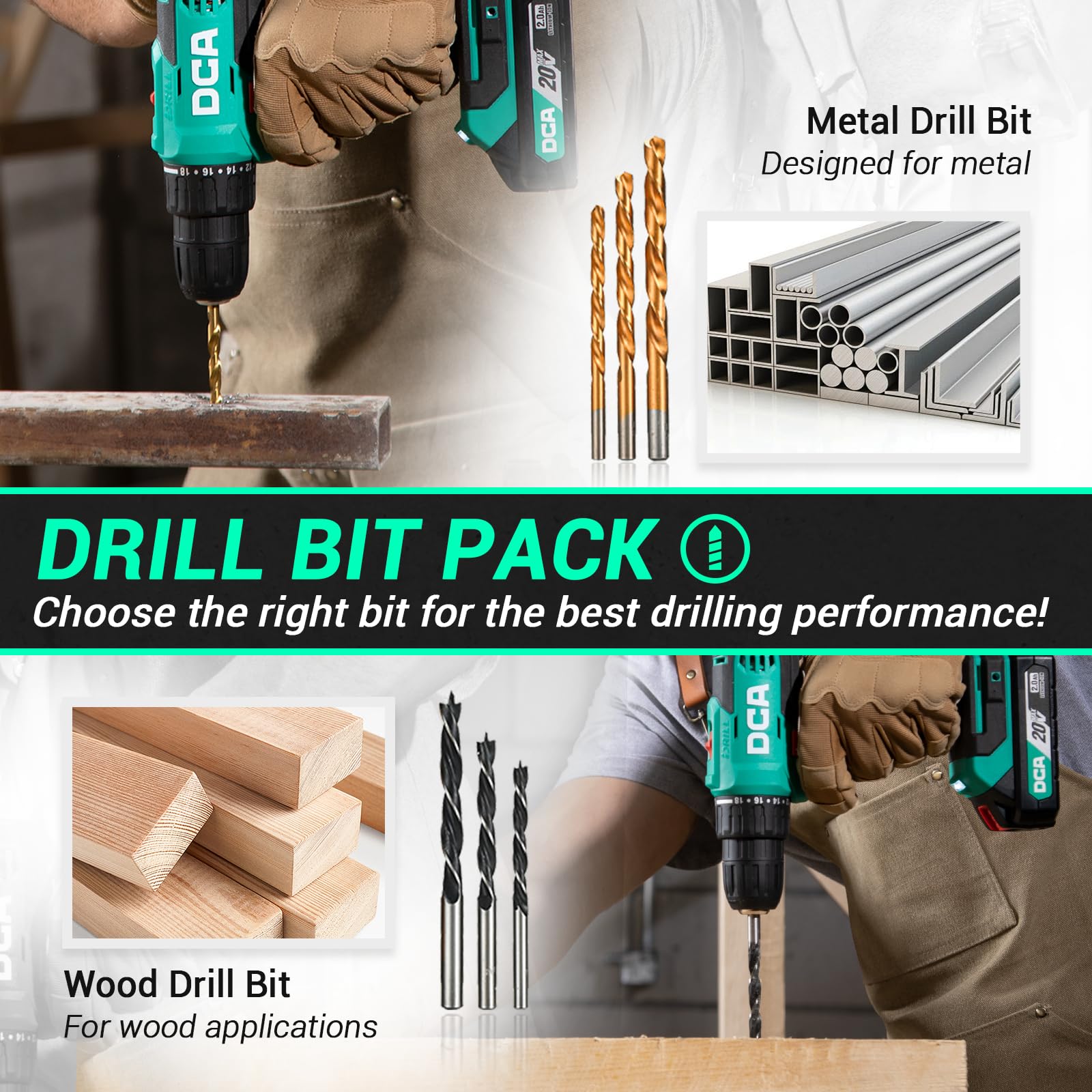 DCA 18+1 clutch settings prevent overdriving and stripping screws