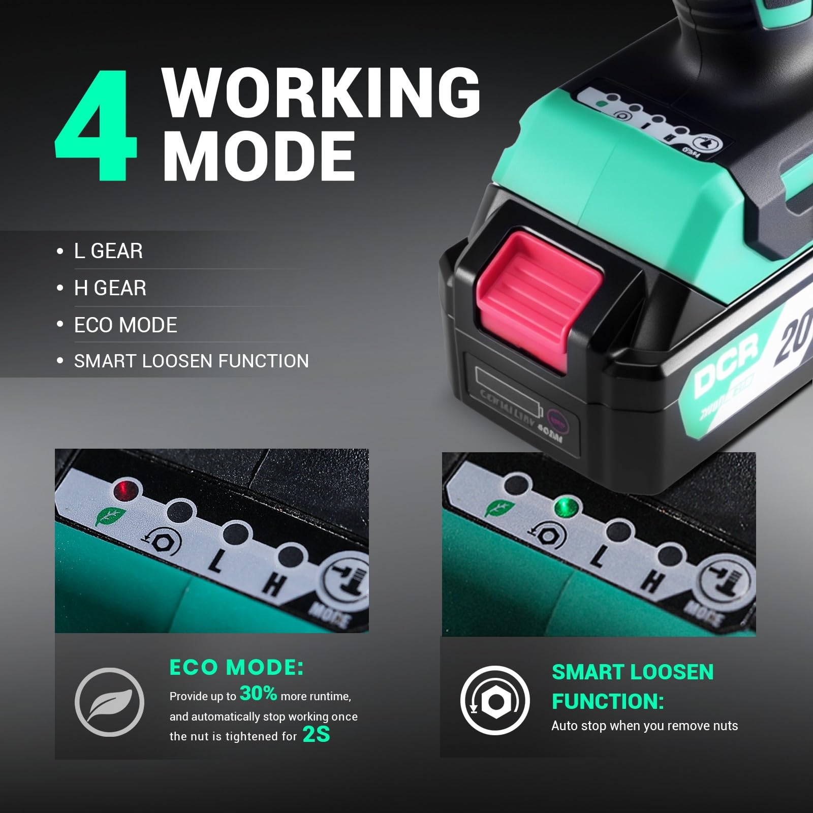 DCA 4.0Ah battery with charger supports extended use.