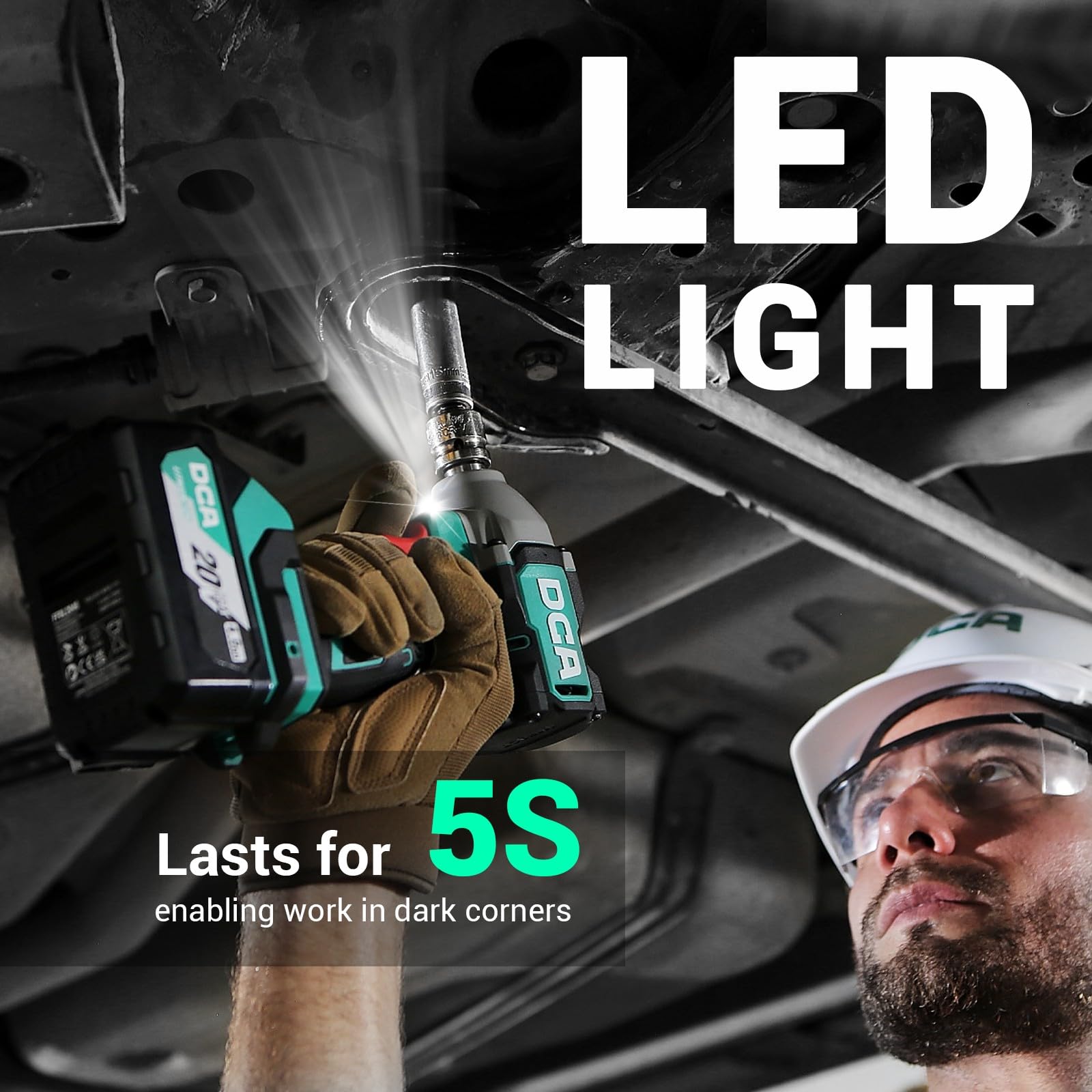 DCA LED work light brightens dark work areas.