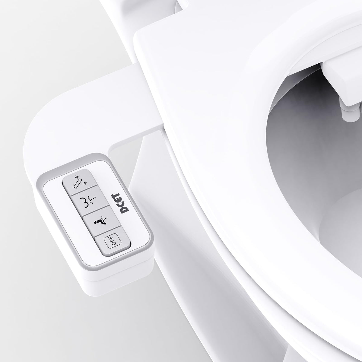 DCET bidet attachment with dual nozzles for targeted cleansing and daily hygiene