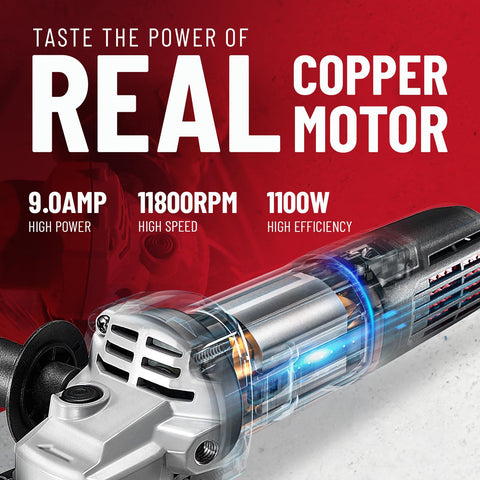 DCK grinder delivers 11,800 RPM for fast material removal.