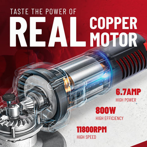 Compact ergonomic grip on DCK grinder reduces fatigue during prolonged use.