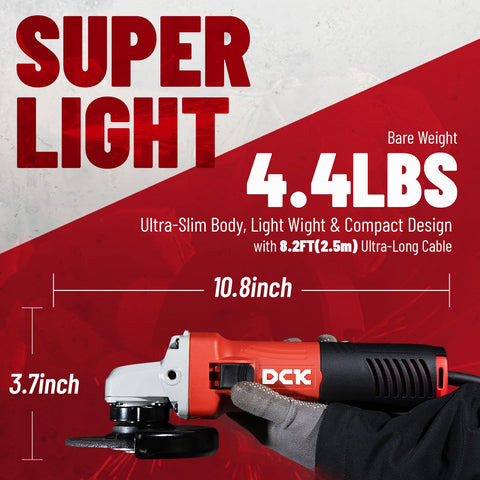 Two-position auxiliary handle provides better control and comfort with the DCK.