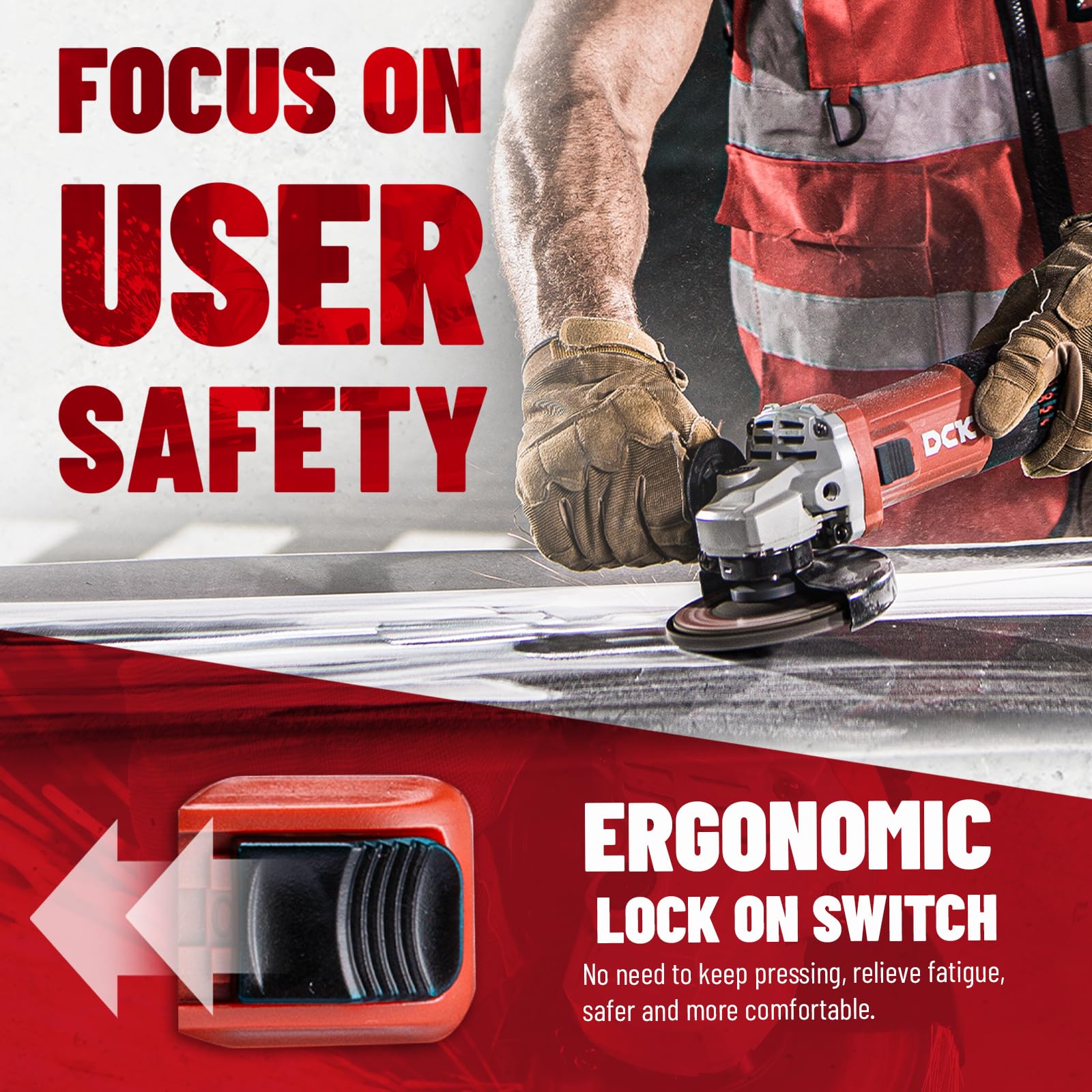 DCK included accessories support versatile grinding, cutting, and polishing tasks.