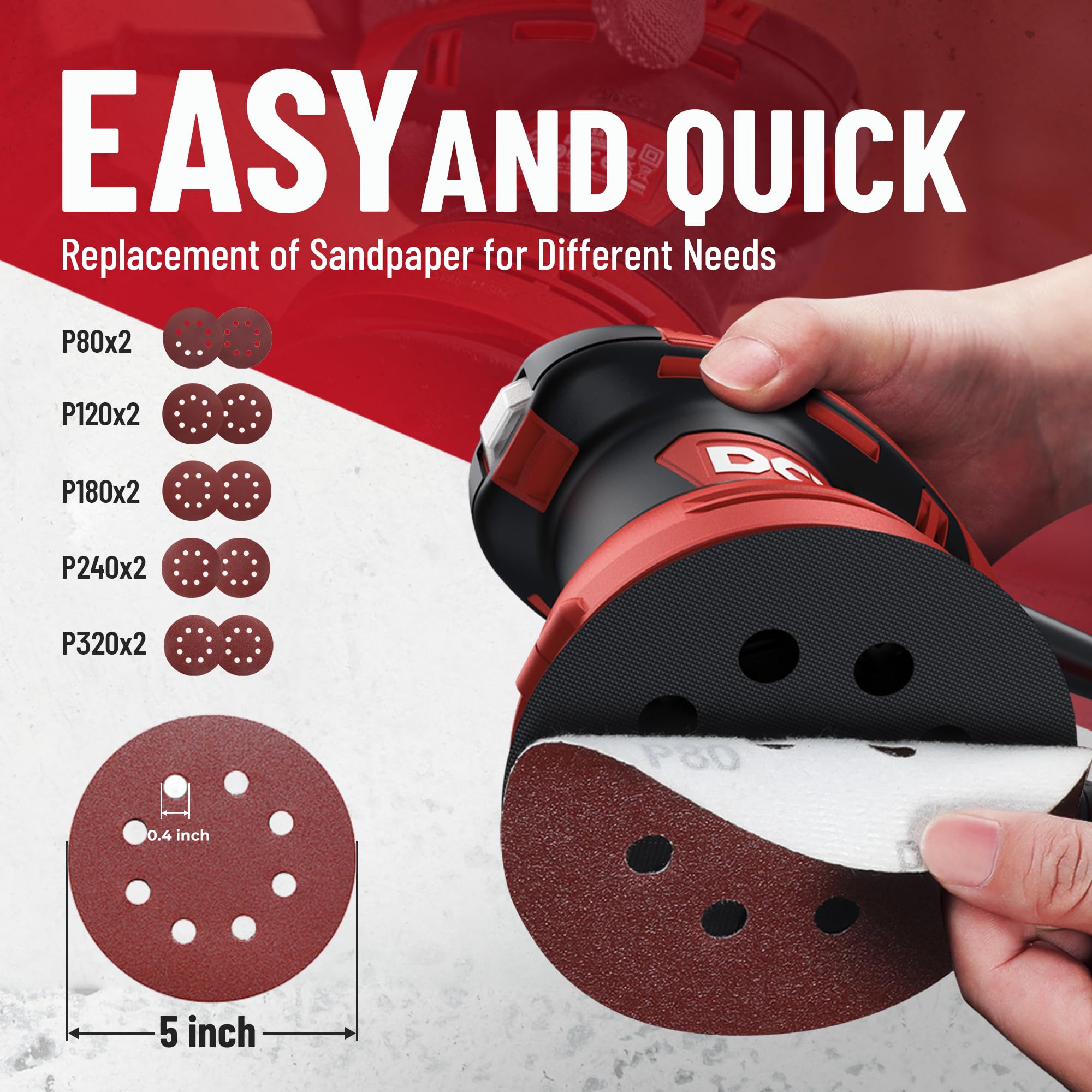 DCK 5-inch sanding pad ready for flat surface finishing.