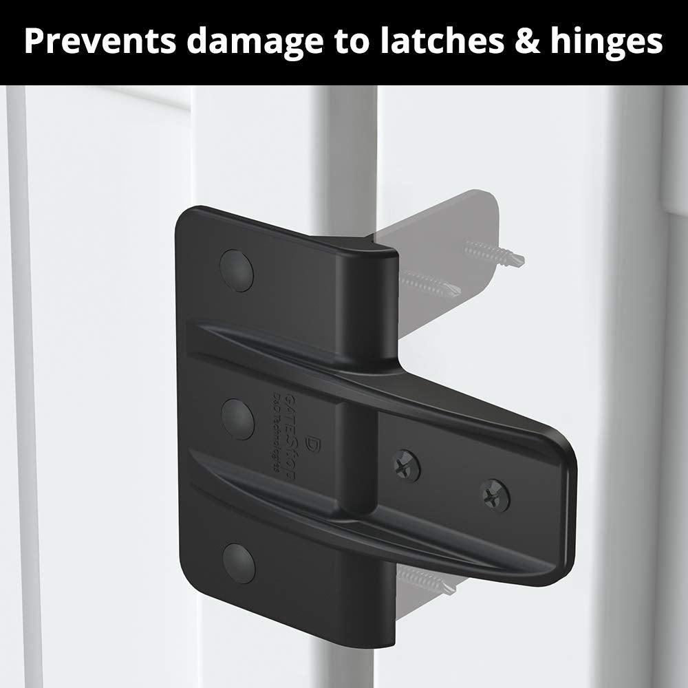 D&D Technologies Gate Stop is UV-stabilized and resists rust on exterior gates