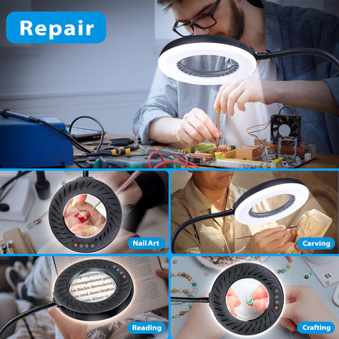 Ddlisu 12x magnifying glass light stand perfect for crafts or jewelry repair tasks.