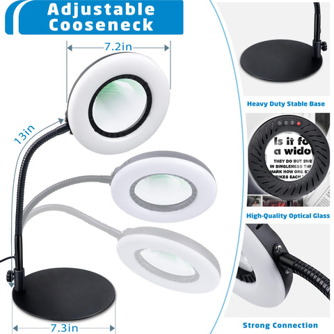 Ddlisu 12x magnifying glass light stand desk illumination for precise crafting lighting.