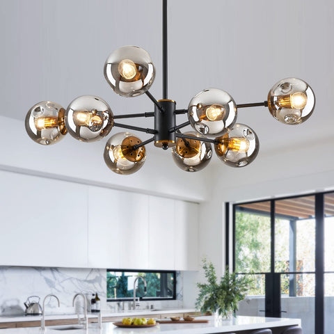 DDLLDESHI 8-light Sputnik chandelier with globe glass shade for elegant dining room ambiance