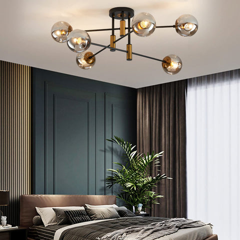 DDLLDESHI glass shade texture in smoky gray highlights contemporary design.