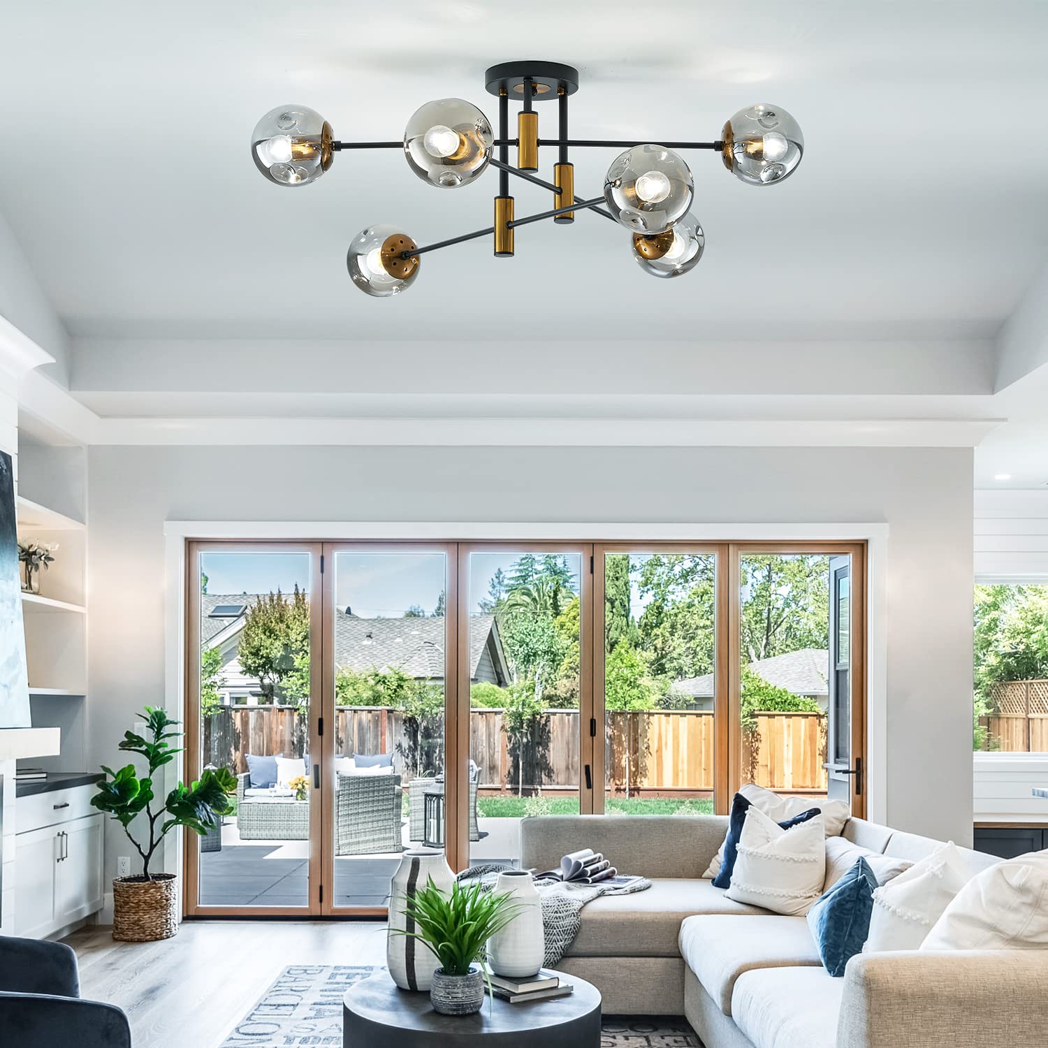 DDLLDESHI wide 33-46 inch dining room span with six-light arrangement.