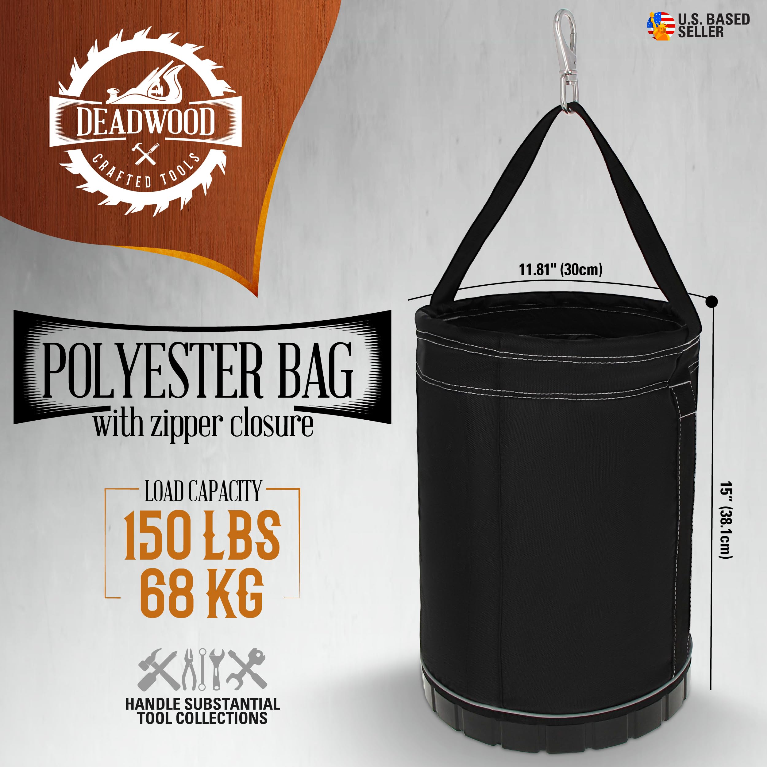 Reinforced plastic bottom prevents tipping and keeps the bag steady