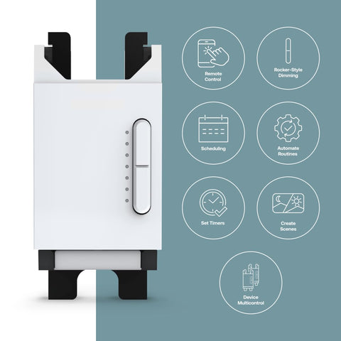 Deako Smart Dimmer displays brightness levels for precise ambiance control.