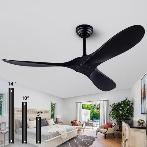 Dearnow 52-inch ceiling fan front view in black for indoor and outdoor spaces.