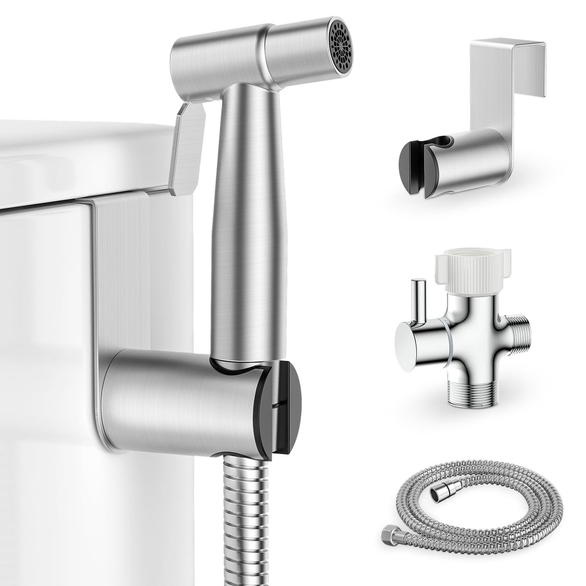 DearOcean handheld bidet sprayer with brushed stainless finish for a hygienic bathroom clean