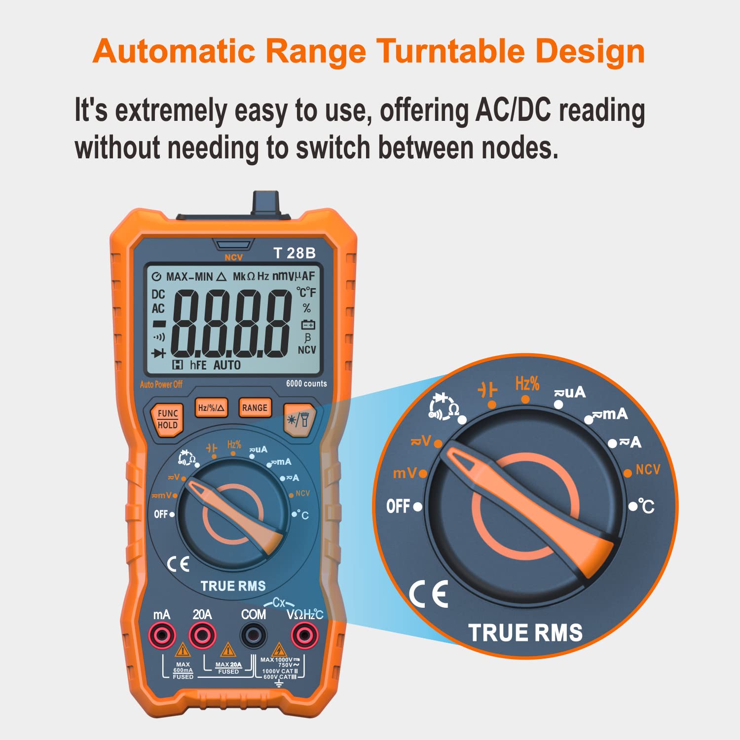 DEASOMIYE Auto-ranging DMM dial enables quick, correct measurements