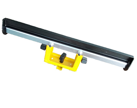 Deawater miter saw stand with flip-up stop for fast setup.