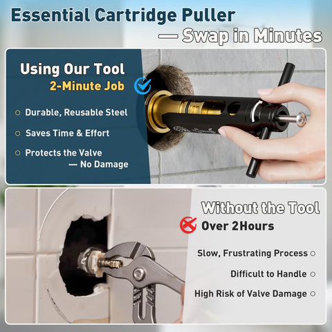 Ergonomic T-handle provides comfortable grip for DIY cartridge replacement.
