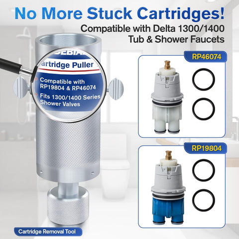 Debialo Delta tool side grip demonstrates ergonomic control in tight shower spaces.