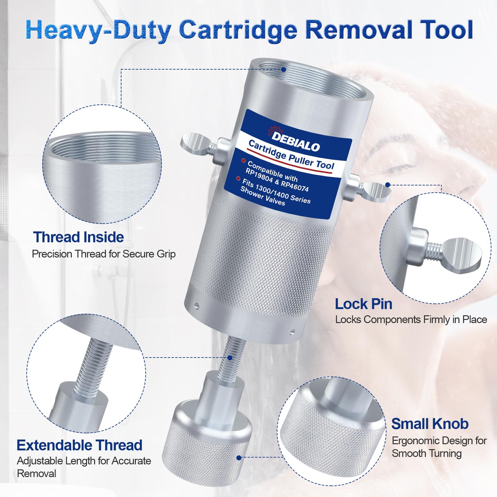 Debialo Delta tool in use under sink shows compact, easy operation.