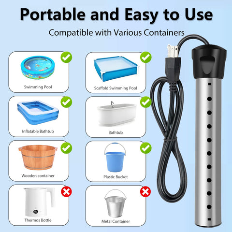 Debraltanner portable heater usable with buckets and tubs outdoors