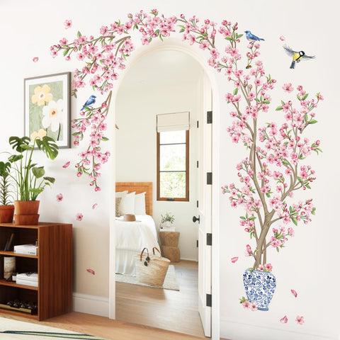 decalmile floral branch wall stickers brighten a bedroom with nature-inspired charm