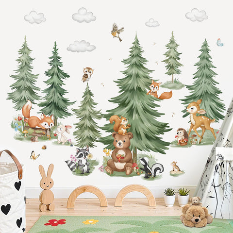 Decalmile forest animals bear deer fox wall decals spark imaginative play.