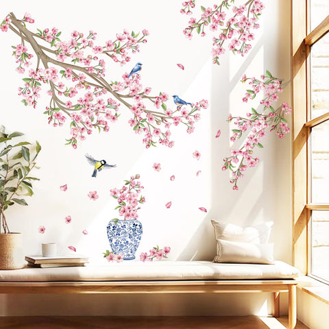 decalmile pink bloom and birds wall decor creates a playful focal point in classrooms