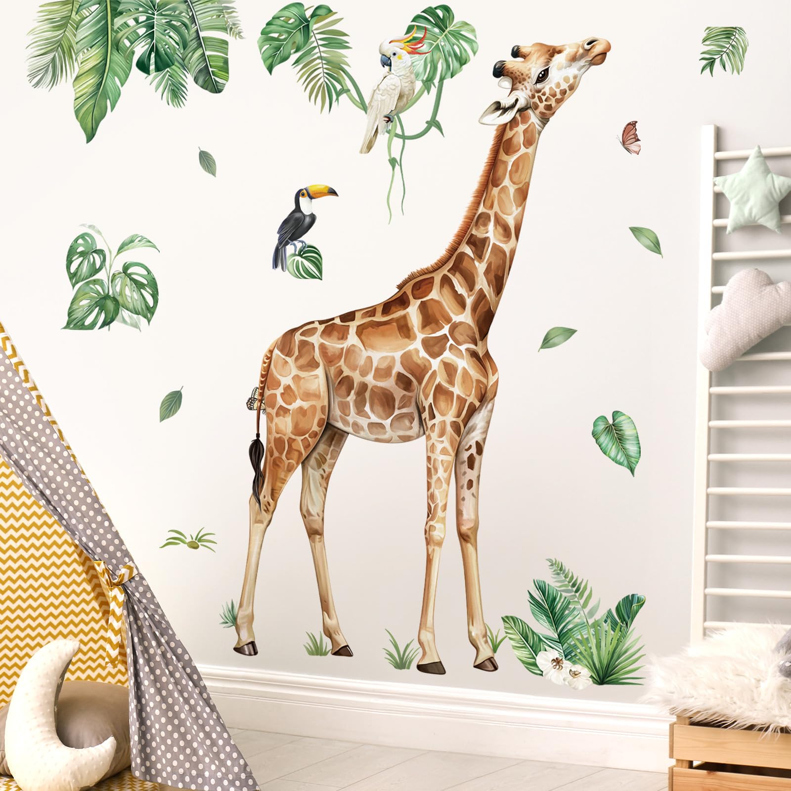 Decalmile Tropical Leaves wall decor with lush greenery