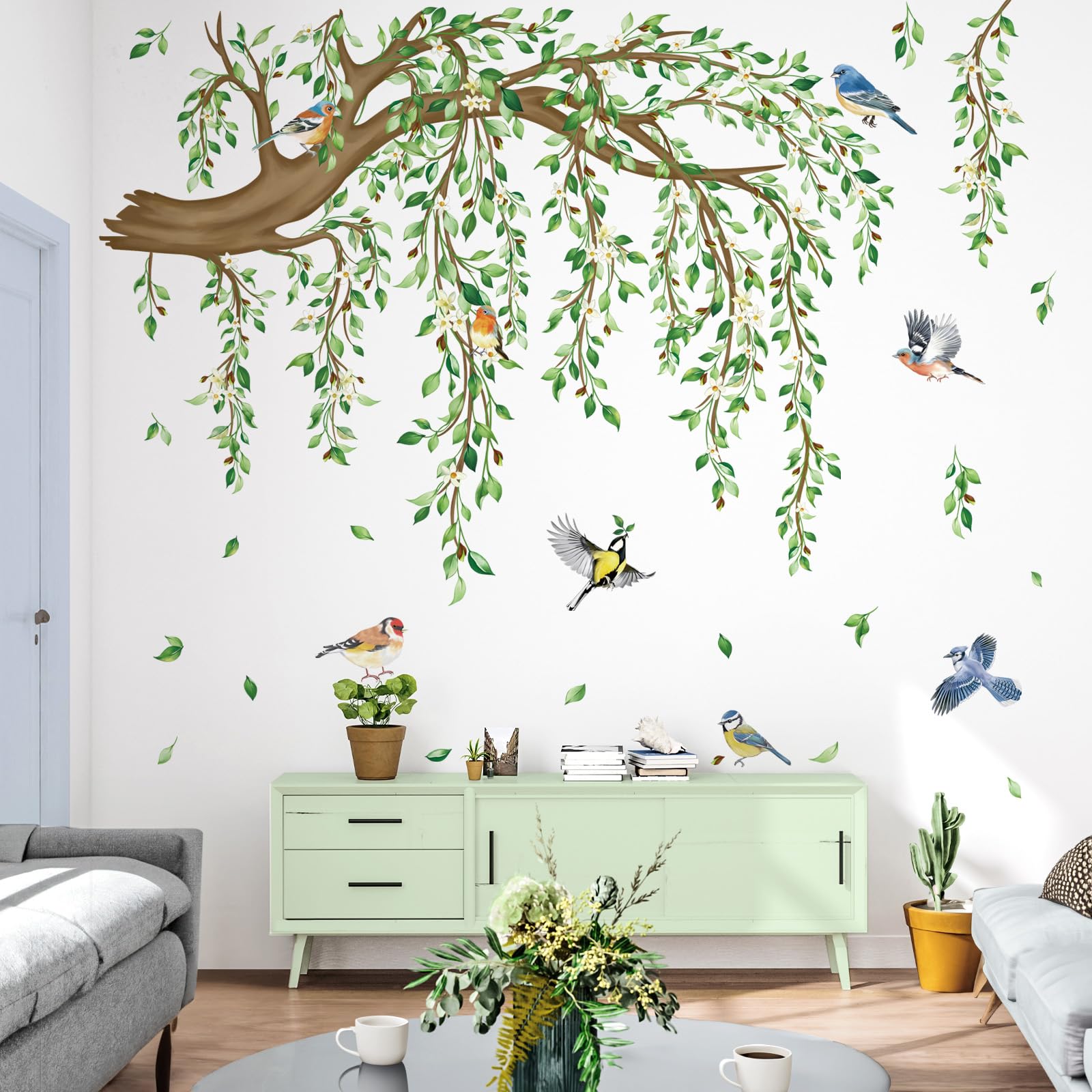 DecalMile large vine decals creating a lush bedroom focal point.