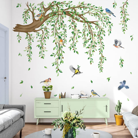 DecalMile large vine decals creating a lush bedroom focal point.