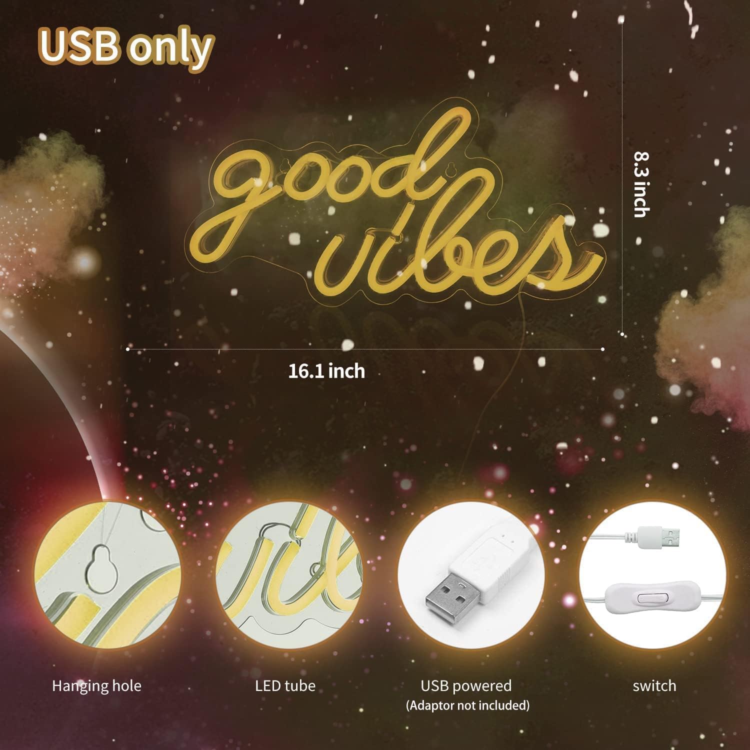 DECANIT Good Vibes neon sign makes a thoughtful housewarming gift.