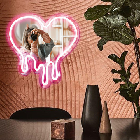 DECANIT Heart Neon Sign is a compact 12-inch pink wall-mirror light.