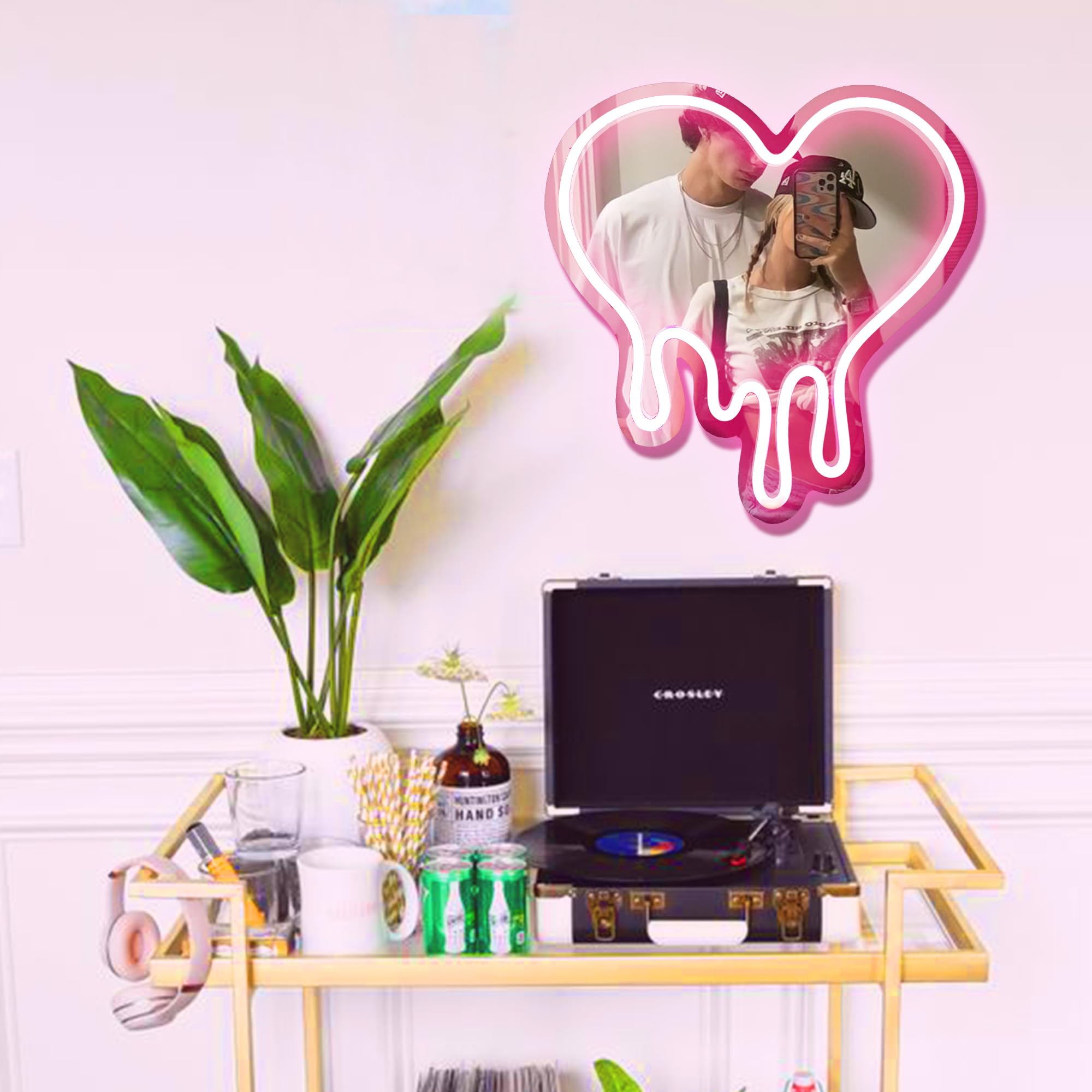 DECANIT Heart Neon Sign adds pink glow to bedroom decor for a soft mood.