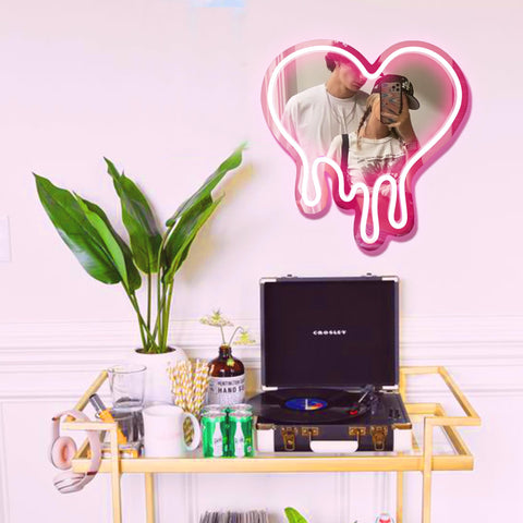 DECANIT Heart Neon Sign adds pink glow to bedroom decor for a soft mood.